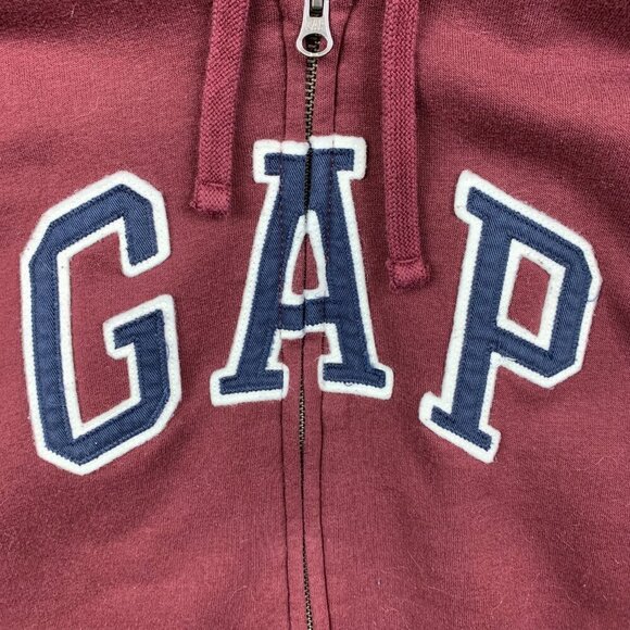 Gap Mens Sweater Small Red Logo Sherpa-Lined Full-Zip Hoodie Long Sleeve Winter - Picture 2 of 8
